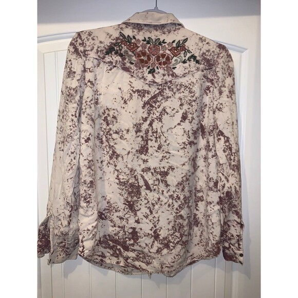 UO Kimchi Blue Floral Embroidered Tie Dye Button Down Western Top Large - Picture 5 of 8